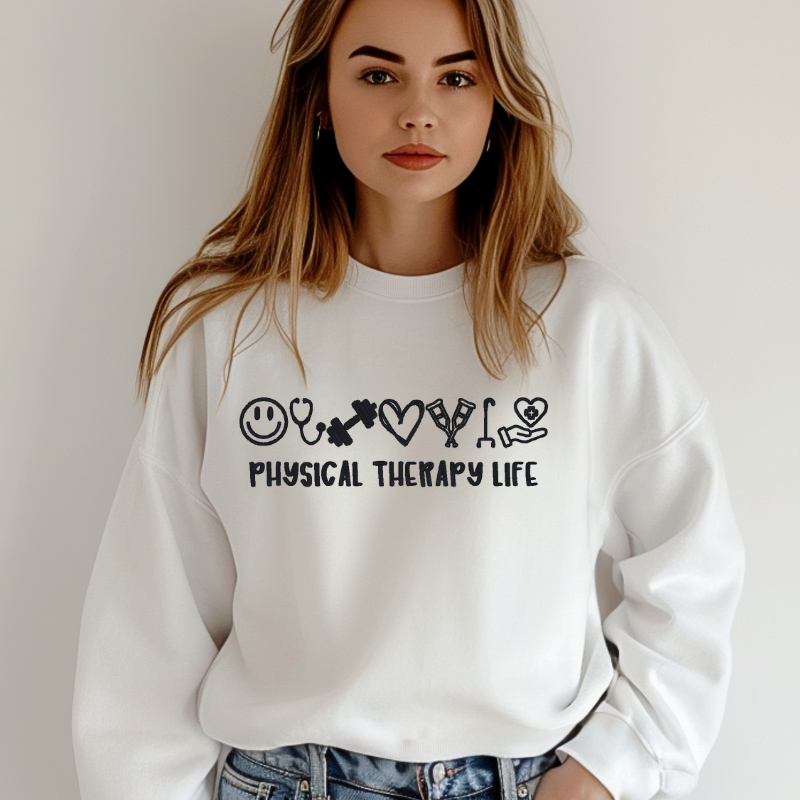 Physical therapy life embroidered shirt 