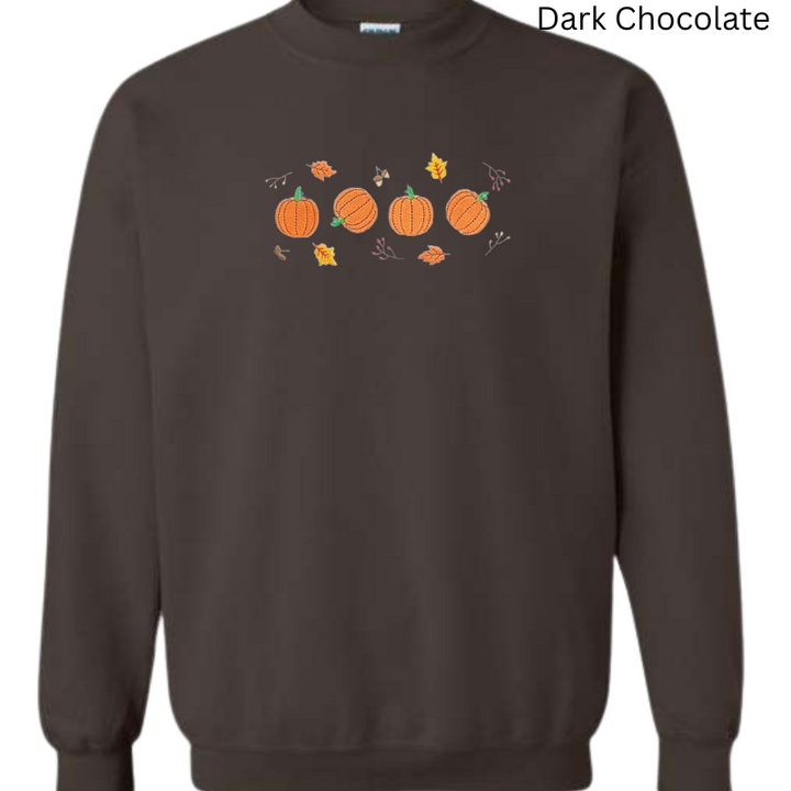 Pumpkins and Fall Leaves Embroidered Sweatshirt 