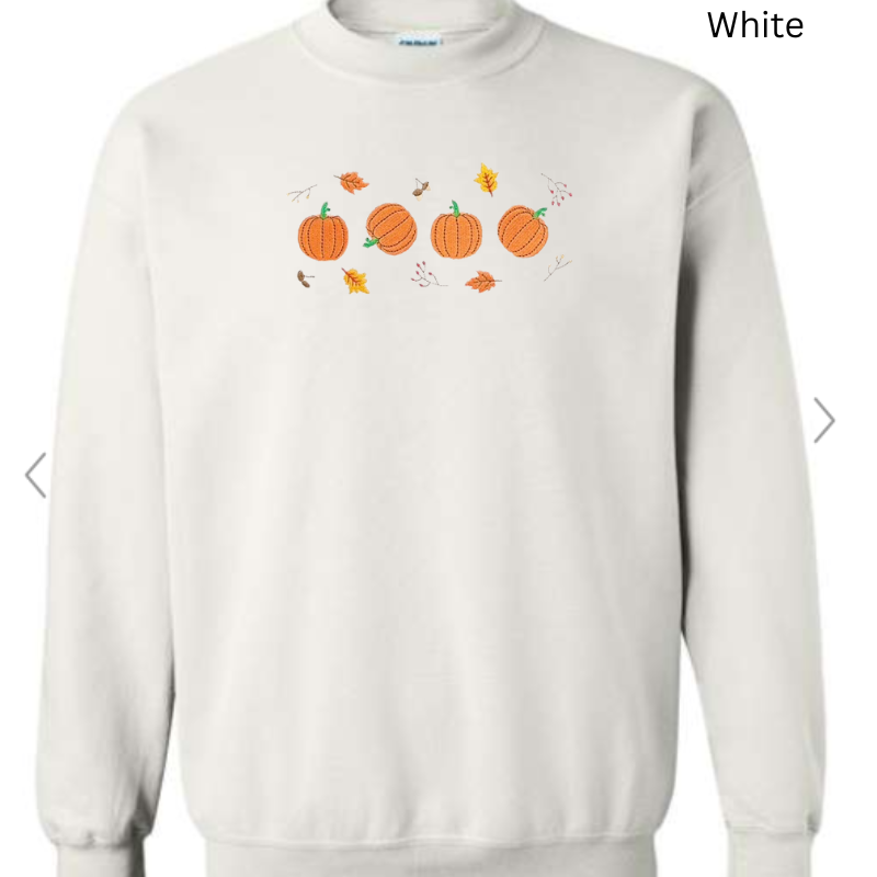 Pumpkins and Fall Leaves Embroidered Sweatshirt 
