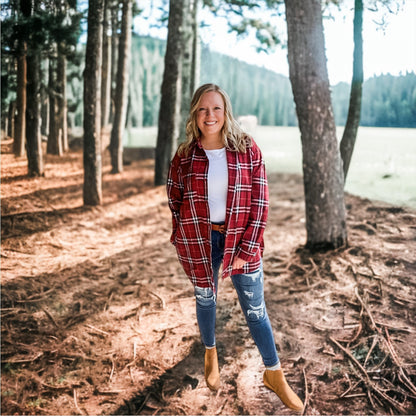 Red & Black Flannel Oversized Shirt