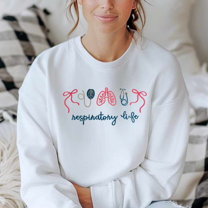 Respiratory Life Icons Embroidered Shirt 