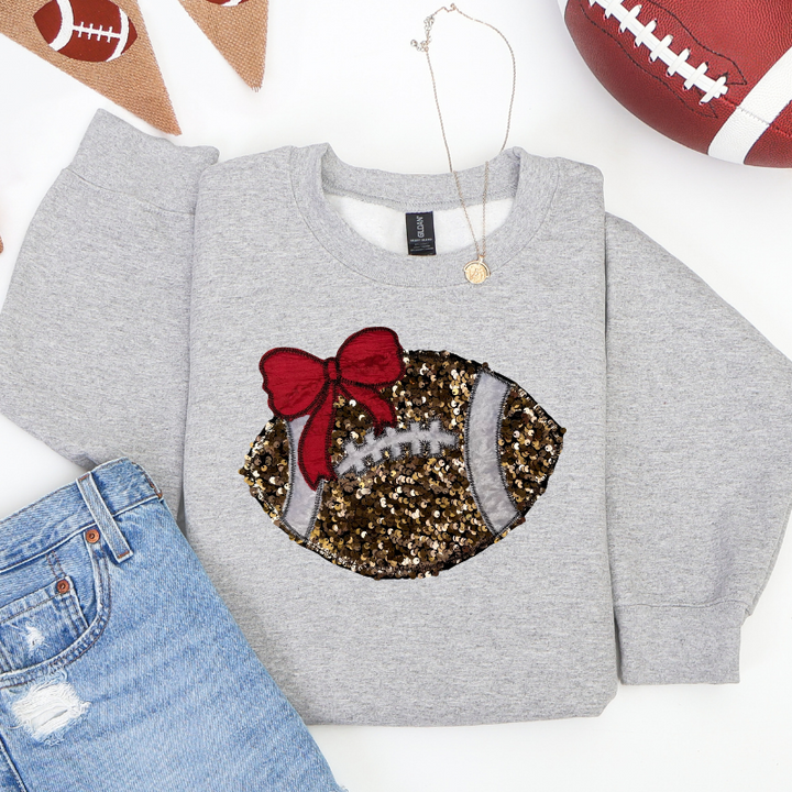 Gold Sequin Football Embroidered Sweatshirt 