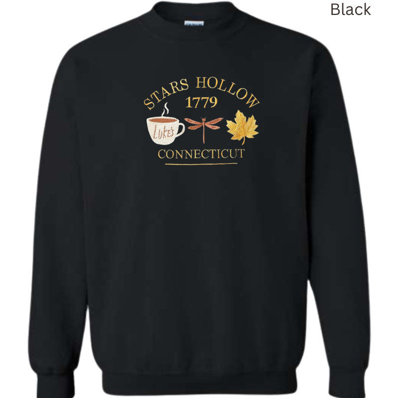 Connecticut 1779 Coffee Dragonfly Fall Embroidered Sweatshirt 