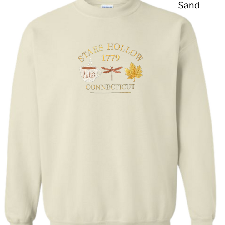 Connecticut 1779 Coffee Dragonfly Fall Embroidered Sweatshirt 
