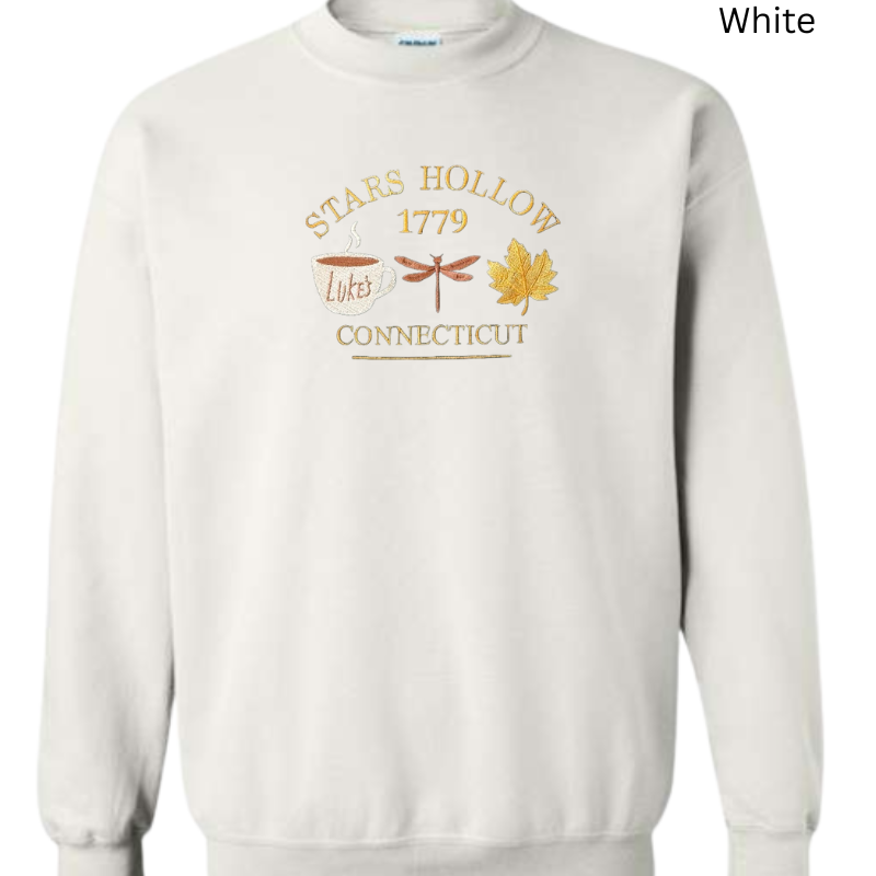 Connecticut 1779 Coffee Dragonfly Fall Embroidered Sweatshirt 
