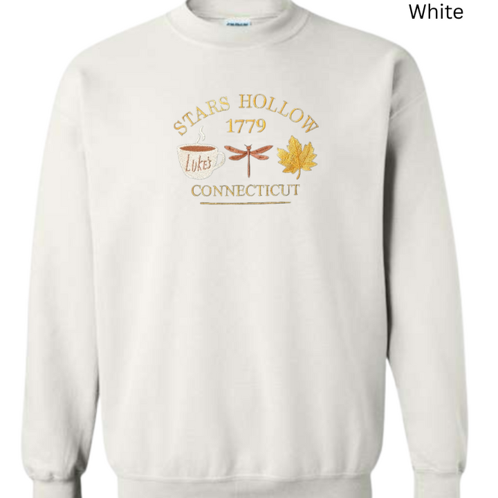 Connecticut 1779 Coffee Dragonfly Fall Embroidered Sweatshirt 