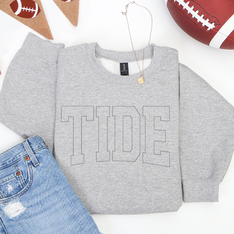 Tone-on-Tone Tide Embroidered Sweatshirt 