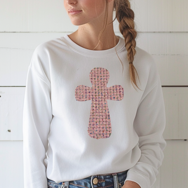 Tweed cross embroidery 