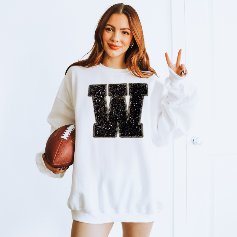 W varsity letter embroidered sweatshirt 