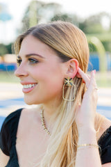 Gameday Sequin Sunburst Hoops: Black/Gold / Rectangle