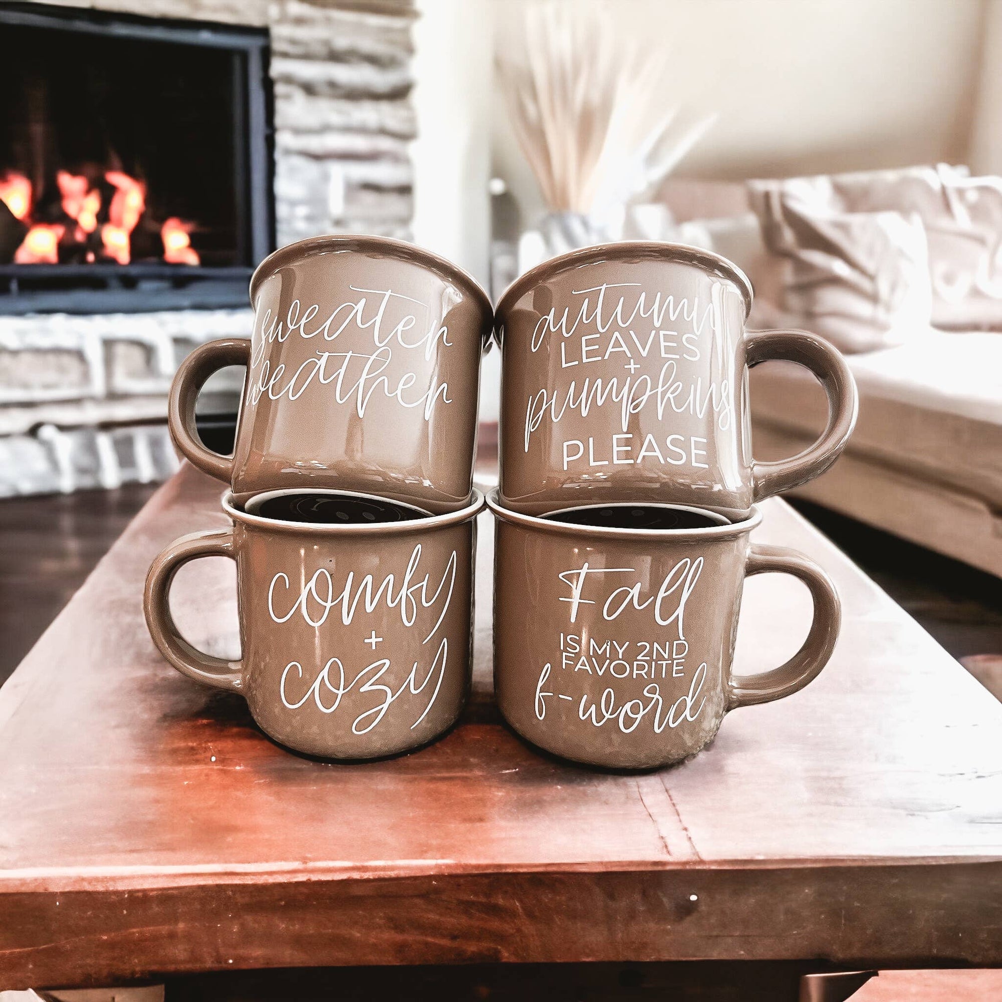 Neutral Fall Coffee Mug – “Leaves Are Falling, Coffee Is Calling” Autumn Cup