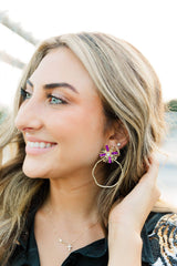Gameday Sequin Sunburst Hoops: Black/Gold / Rectangle