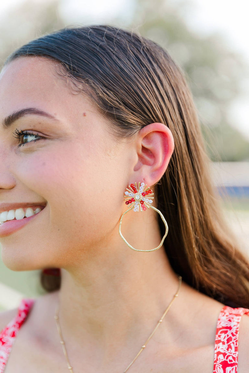 Gameday Sequin Sunburst Hoops: Black/Gold / Rectangle