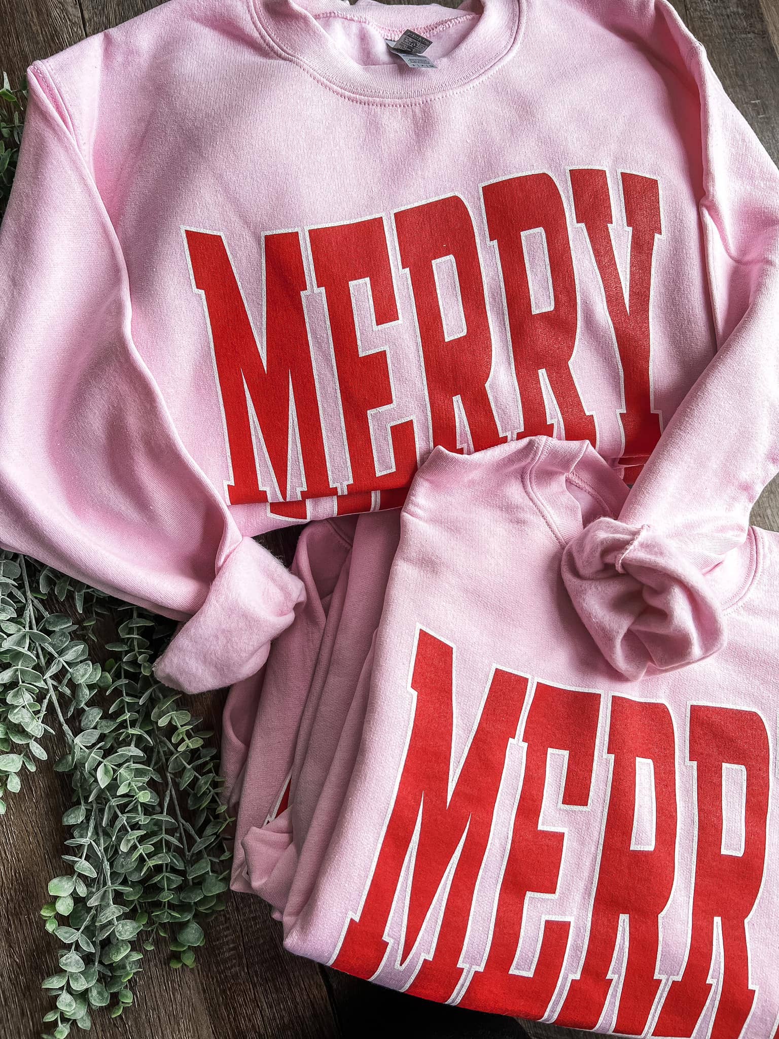 Merry Varsity Style Sweatshirt – Pink
