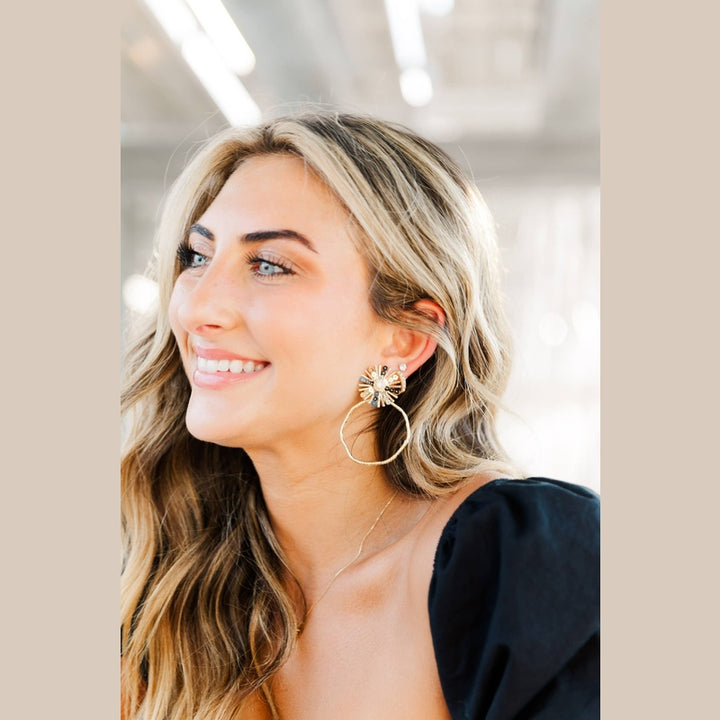 Gameday Sequin Sunburst Hoops: Orange/White / Rectangle 