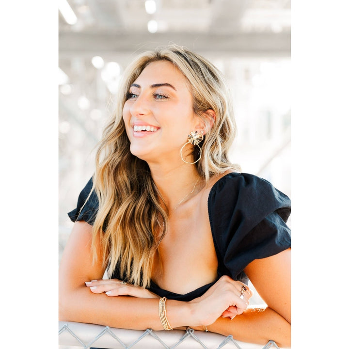 Gameday Sequin Sunburst Hoops: Black/Gold / Rectangle 