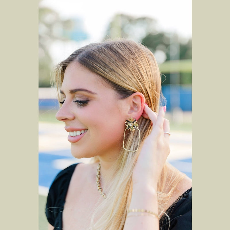 Gameday Sequin Sunburst Hoops: Purple/Gold / Rectangle
