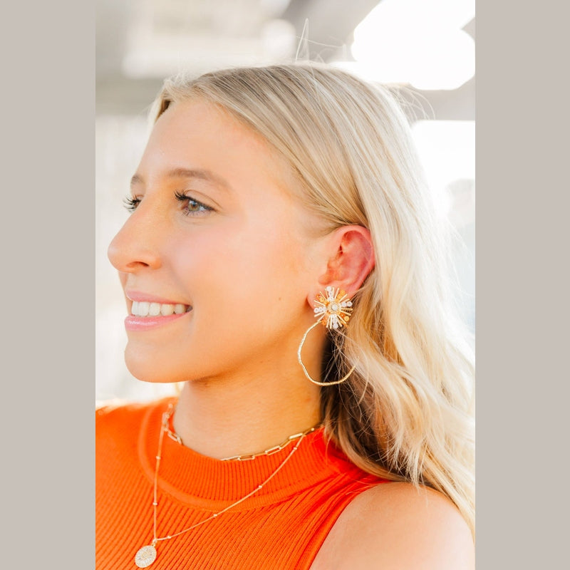Gameday Sequin Sunburst Hoops: Purple/Gold / Rectangle