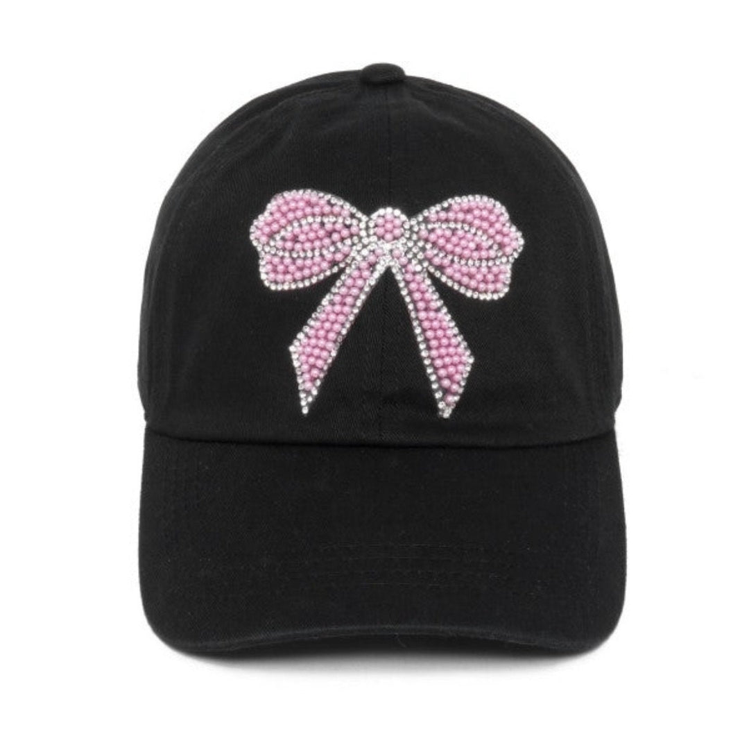 Pearl and Rhinestone Studded Bow Hat | Bow Hat For Mom | Summer Hat | Rhinestone Hat