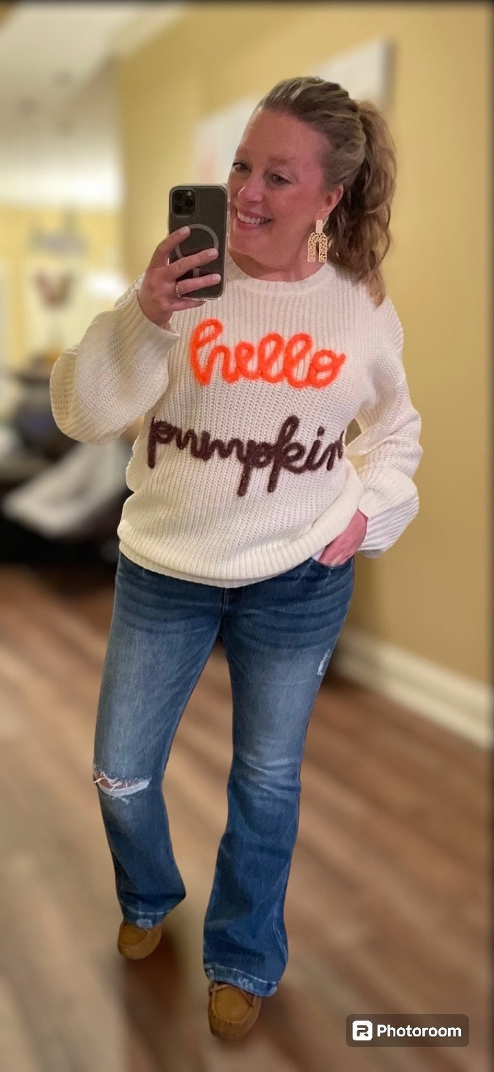 Hello Pumpkin Sweater | Fall Tinsel Sweater | Fall Sweater For Women | Pumpkin Sweater For Mom | Thanksgiving Outfit