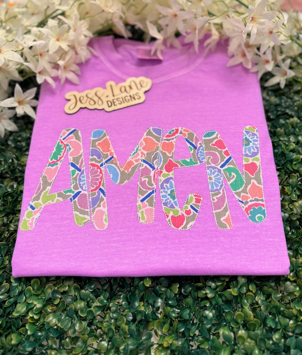 Colorful Amen Embroidered Christian T-Shirt | Comfort Colors Amen Shirt | Christian T-Shirt | Christian Gift | Faith Gift For Her