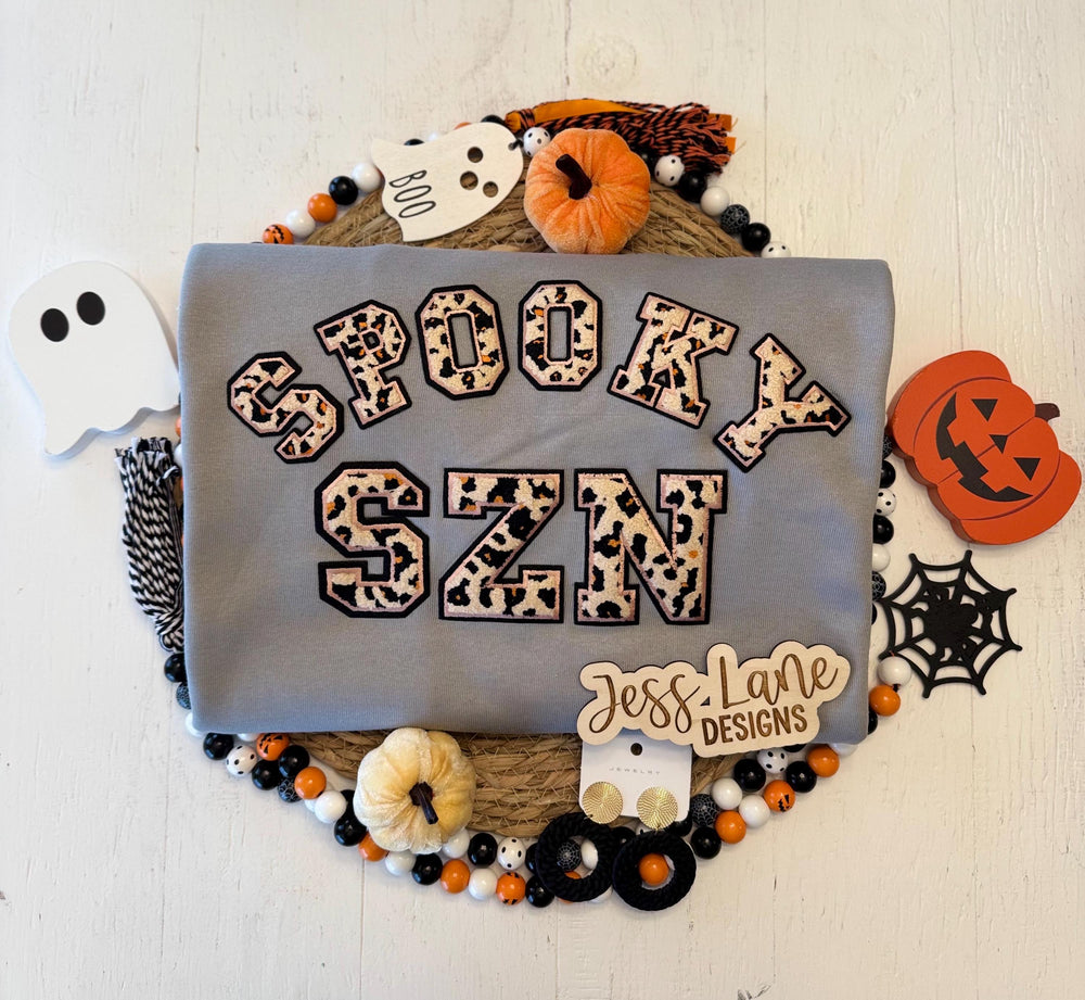 Leopard Chenille "Spooky Szn" Sweatshirt | Halloween Season