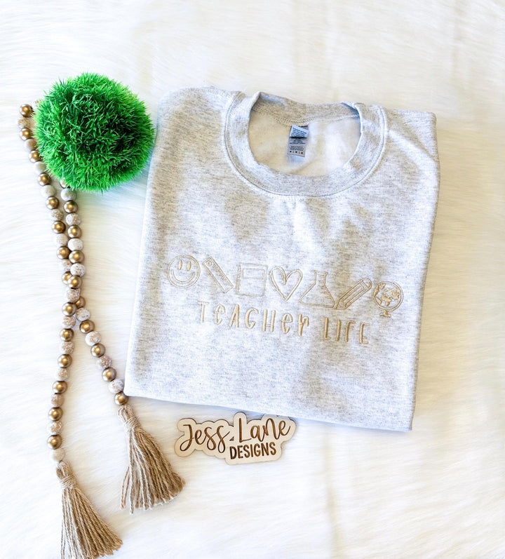 teacher life embroidered shirt