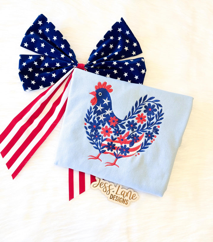 patriotic chicken embroidery