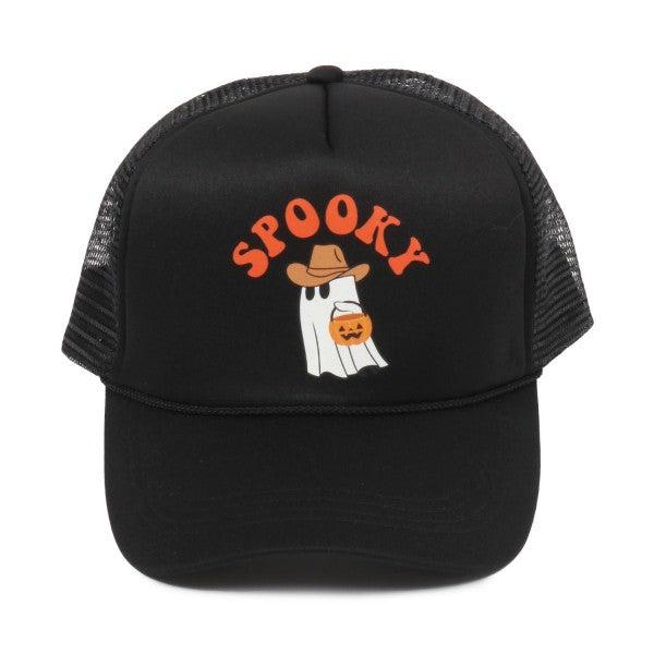 SPOOKY' Ghost Witch Trucker Hat – Black Halloween Snapback Cap