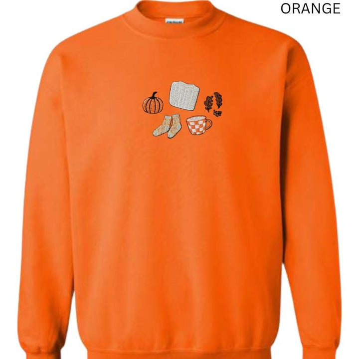 Cozy Fall Embroidered Sweatshirt • Gildan Unisex Crewneck • Pumpkin Patch Autumn Leaves Cozy Gift for Her