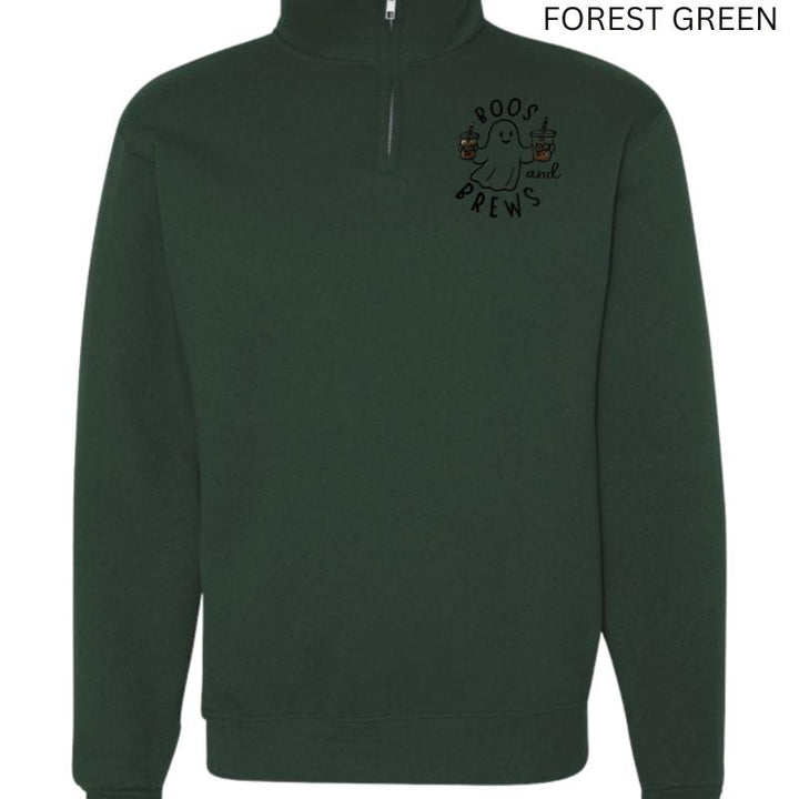 Boo’s and Brews Halloween Quarter Zip | Ghost Coffee Embroidered Pullover