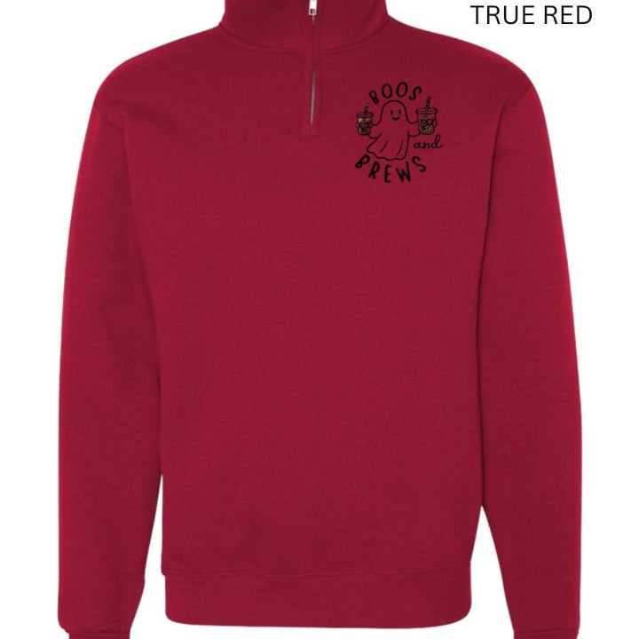 Boo’s and Brews Halloween Quarter Zip | Ghost Coffee Embroidered Pullover