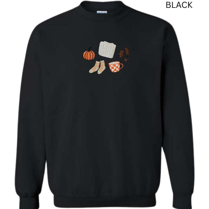 Cozy Fall Embroidered Sweatshirt • Gildan Unisex Crewneck • Pumpkin Patch Autumn Leaves Cozy Gift for Her