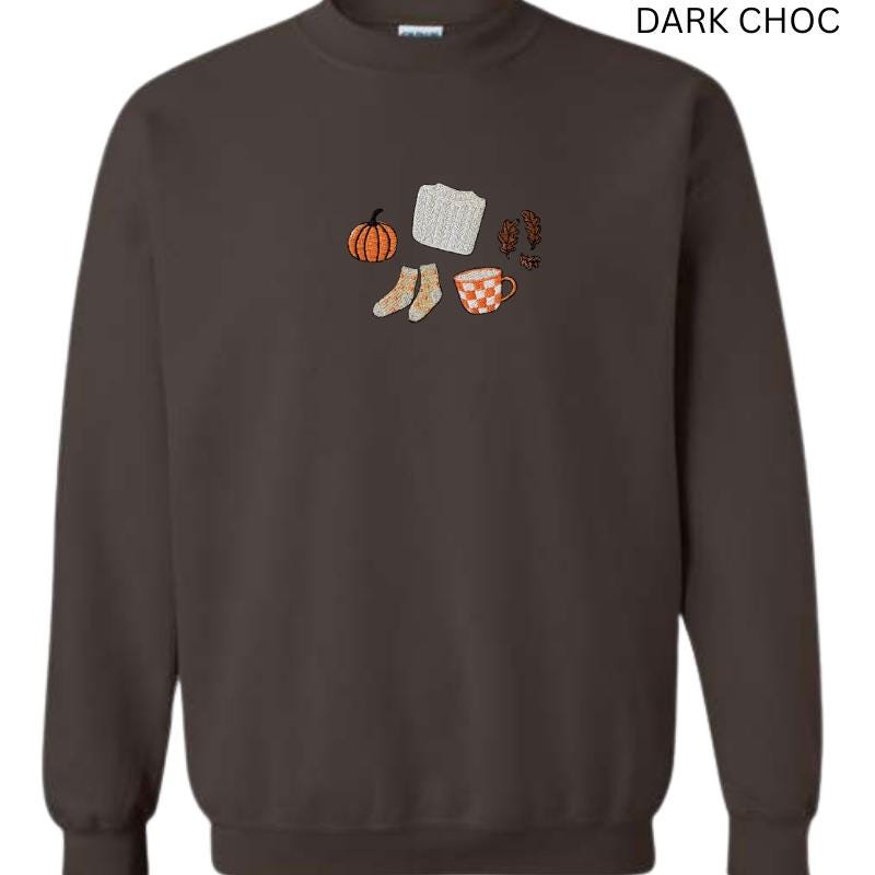 Cozy Fall Embroidered Sweatshirt • Gildan Unisex Crewneck • Pumpkin Patch Autumn Leaves Cozy Gift for Her