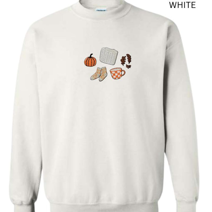 Cozy Fall Embroidered Sweatshirt • Gildan Unisex Crewneck • Pumpkin Patch Autumn Leaves Cozy Gift for Her