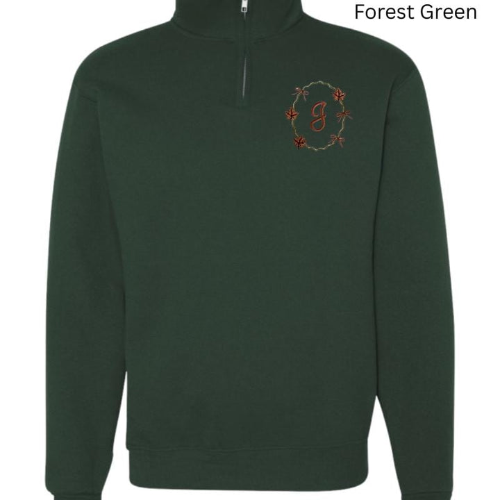 Monogrammed Fall Frame Sweatshirt • Personalized Initial Pullover • Jerzees NuBlend Embroidered Crewneck • Cozy Autumn Gift