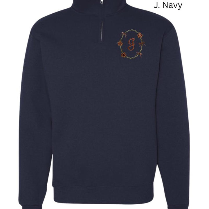 Monogrammed Fall Frame Sweatshirt • Personalized Initial Pullover • Jerzees NuBlend Embroidered Crewneck • Cozy Autumn Gift
