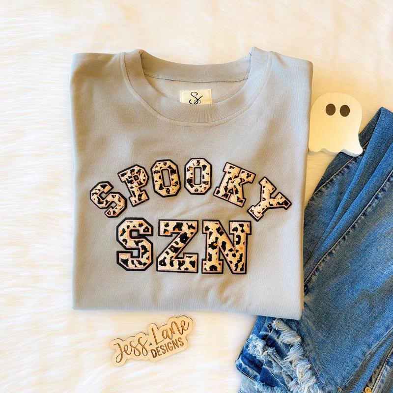 Leopard Chenille "Spooky Szn" Sweatshirt | Halloween Season