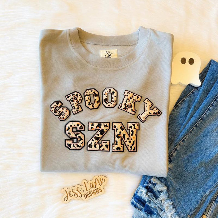 Leopard Chenille "Spooky Szn" Sweatshirt | Halloween Season