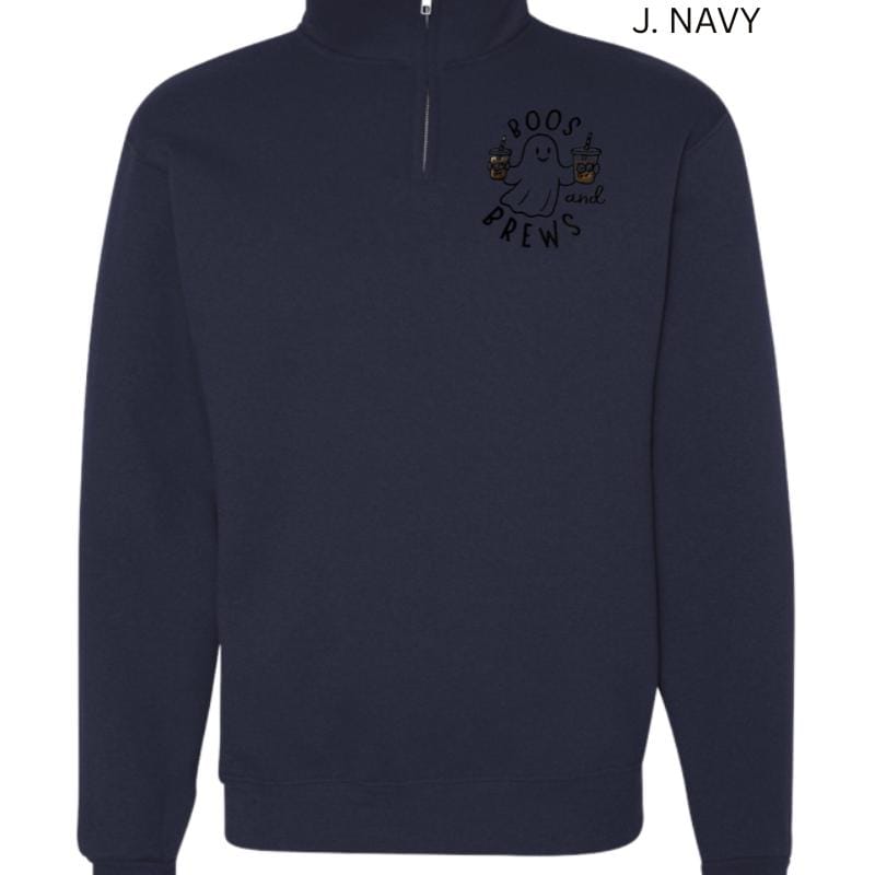 Boo’s and Brews Halloween Quarter Zip | Ghost Coffee Embroidered Pullover