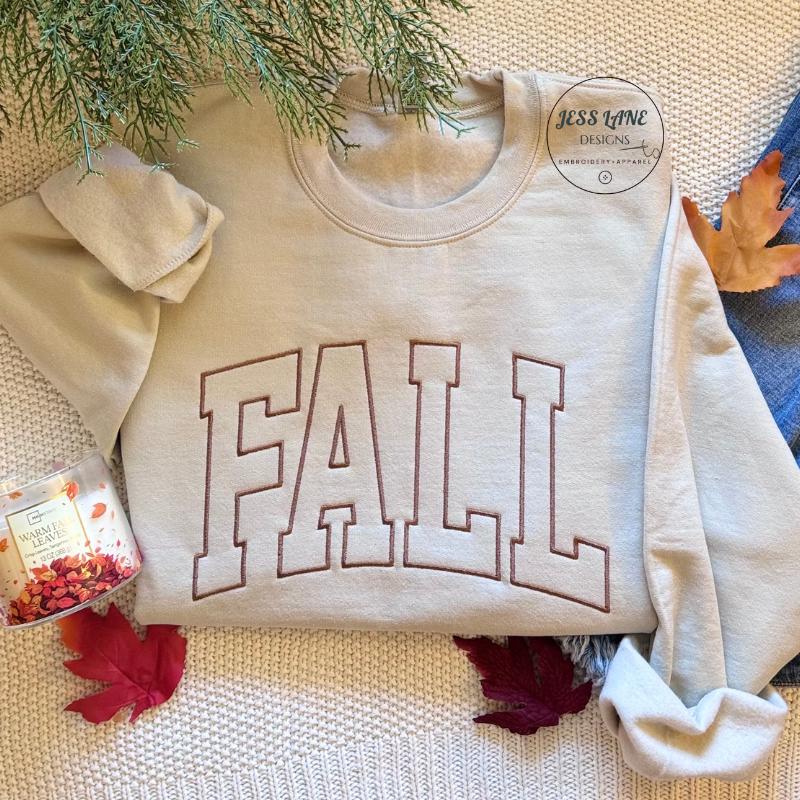 Embroidered Fall Crewneck Sweatshirt