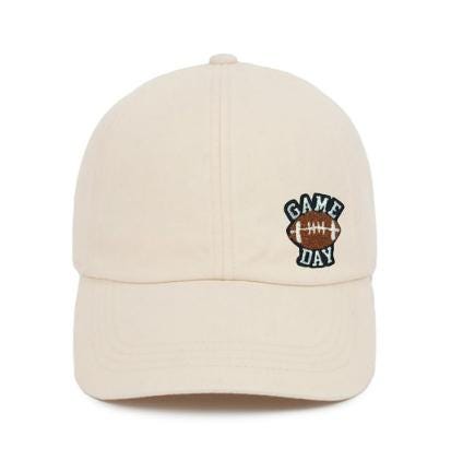 Off Center Chenille Patch Game Day & Football Baseball Cap – Adjustable Cotton Hat | Gameday Tailgate Outfit Accessory