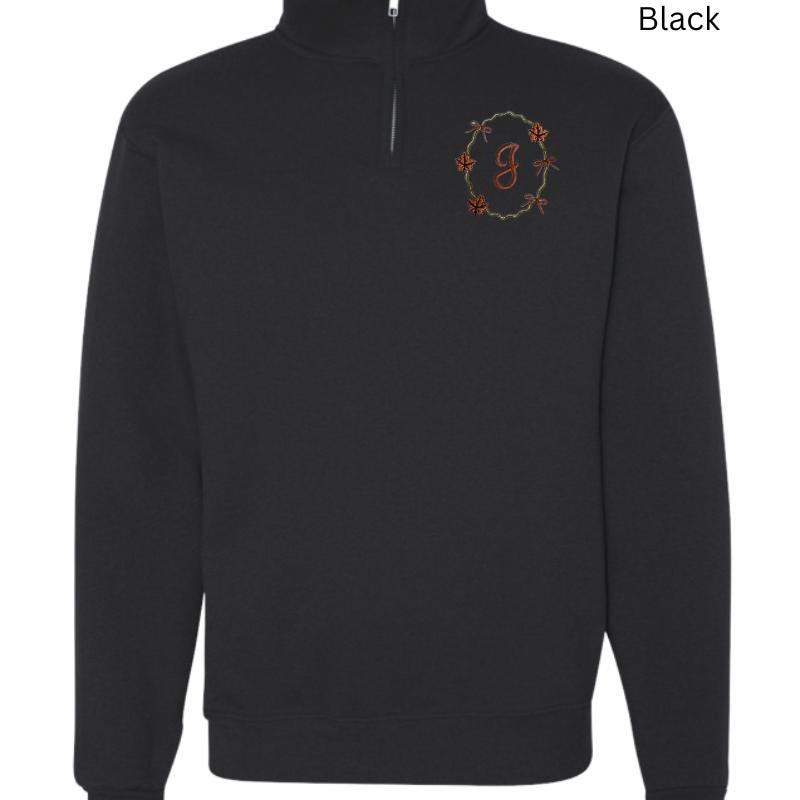 Monogrammed Fall Frame Sweatshirt • Personalized Initial Pullover • Jerzees NuBlend Embroidered Crewneck • Cozy Autumn Gift