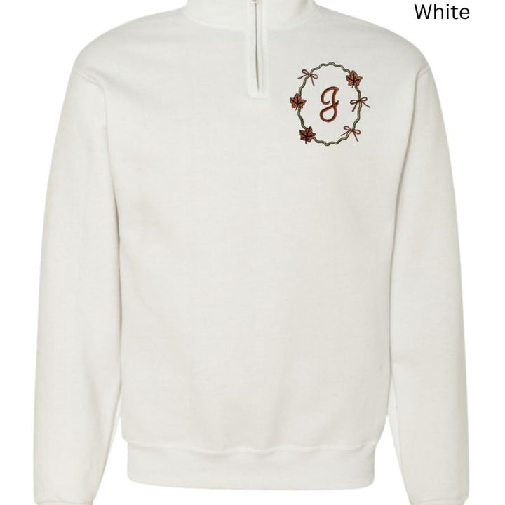 Monogrammed Fall Frame Sweatshirt • Personalized Initial Pullover • Jerzees NuBlend Embroidered Crewneck • Cozy Autumn Gift