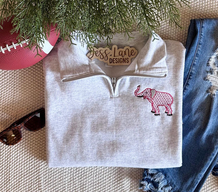 Elephant Mascot Embroidered Pullover | Game Day Embroidery | GameDay Outfit For Moms | College Spirit Top | Custom Embroidered Sweatshirt