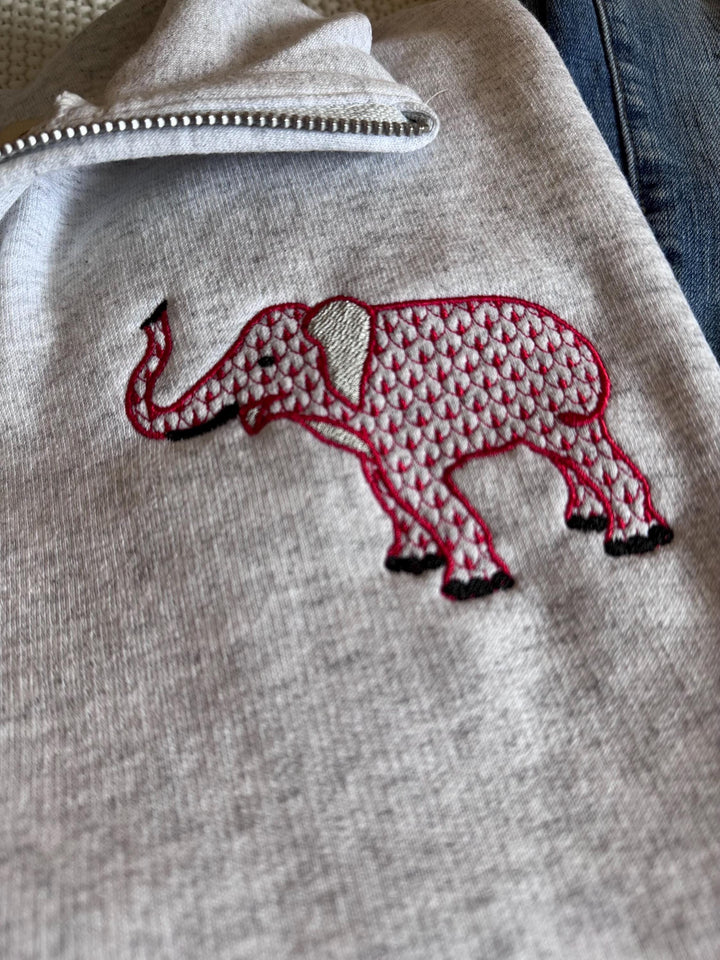 Elephant Mascot Embroidered Pullover | Game Day Embroidery | GameDay Outfit For Moms | College Spirit Top | Custom Embroidered Sweatshirt