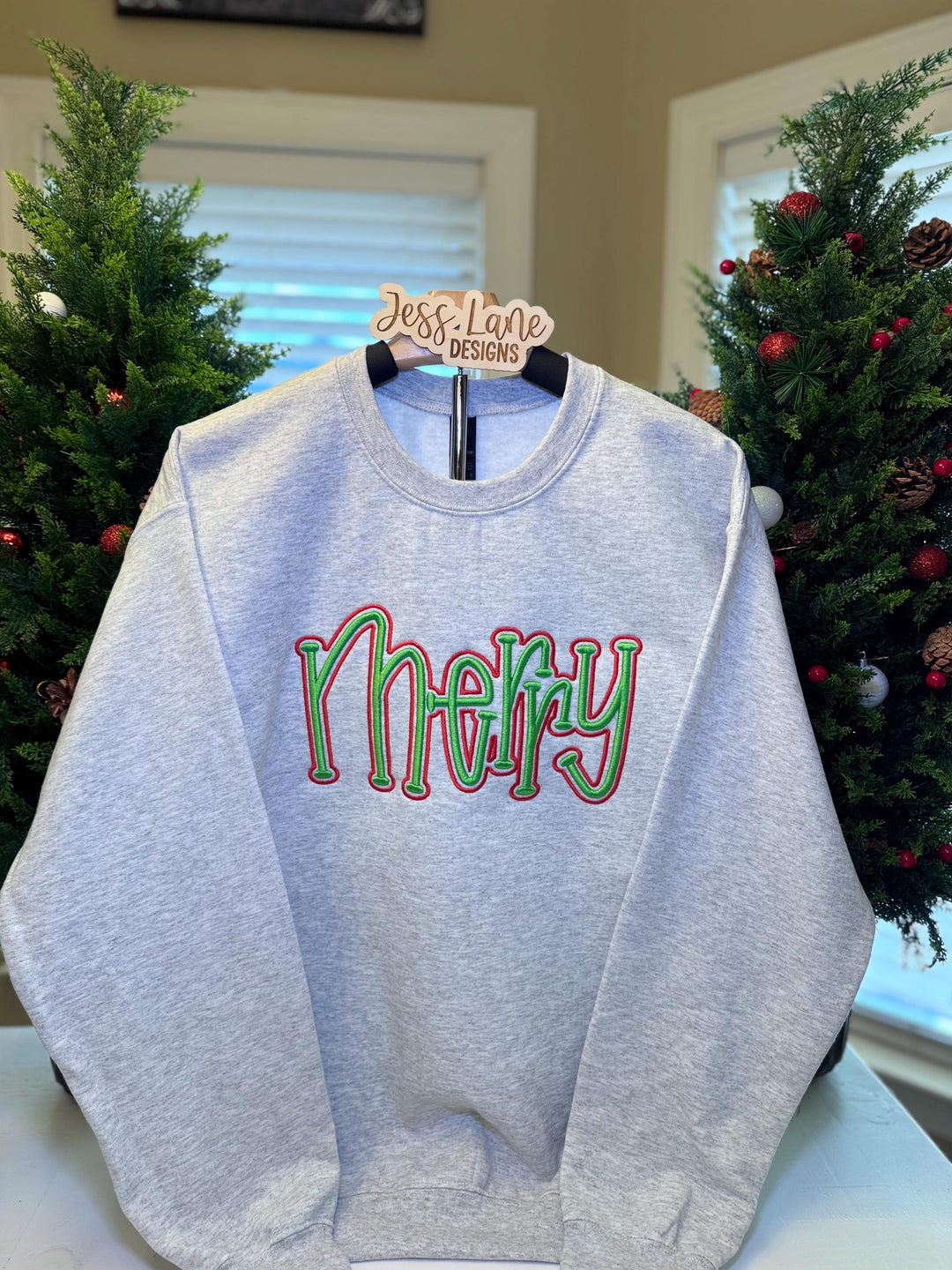 Merry Christmas Puff Embroidered Sweatshirt