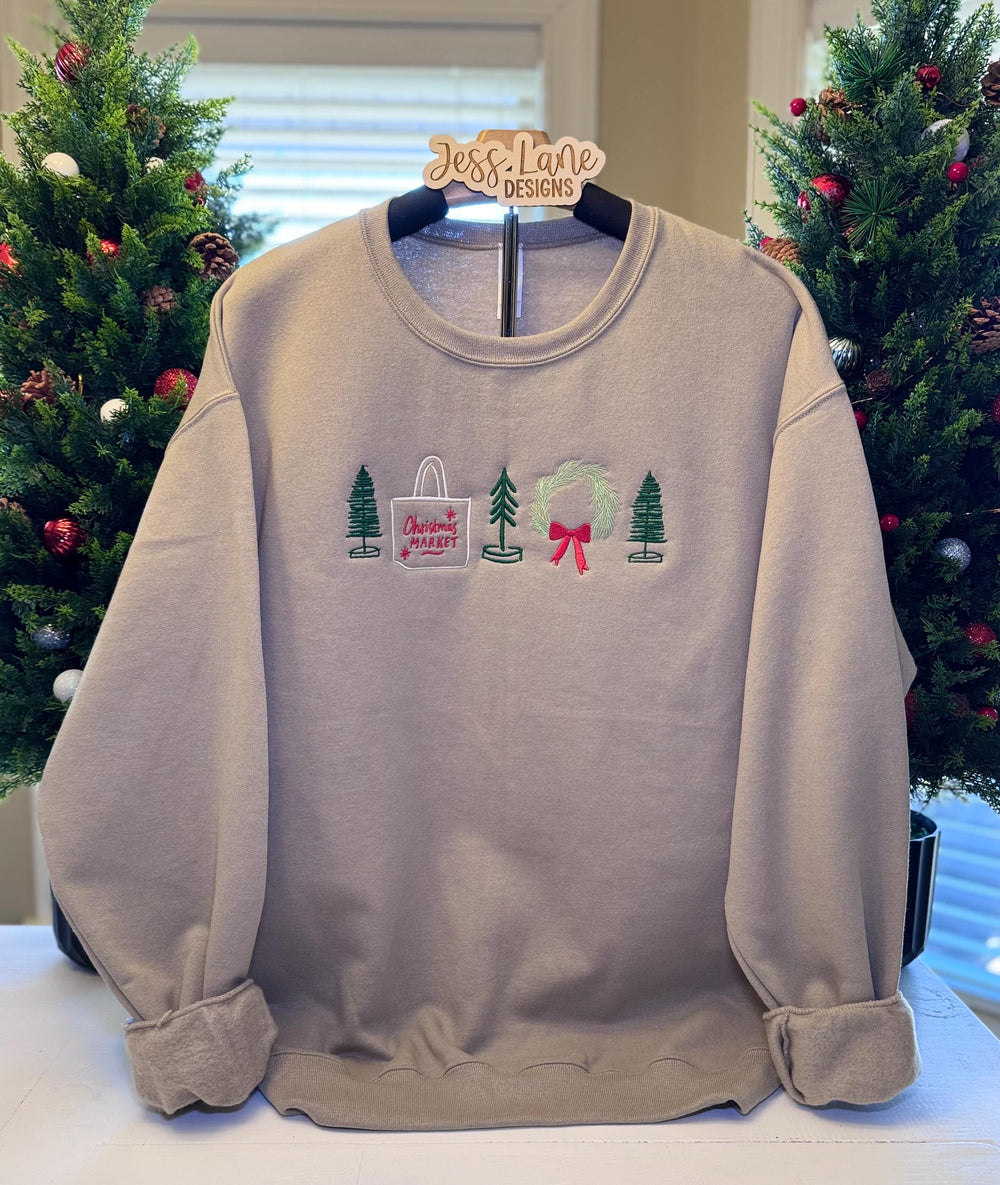 Christmas Embroidered Sweatshirt | Holiday Embroidery Crewneck | Cozy Christmas Outfit | Handmade Christmas Gift for Her