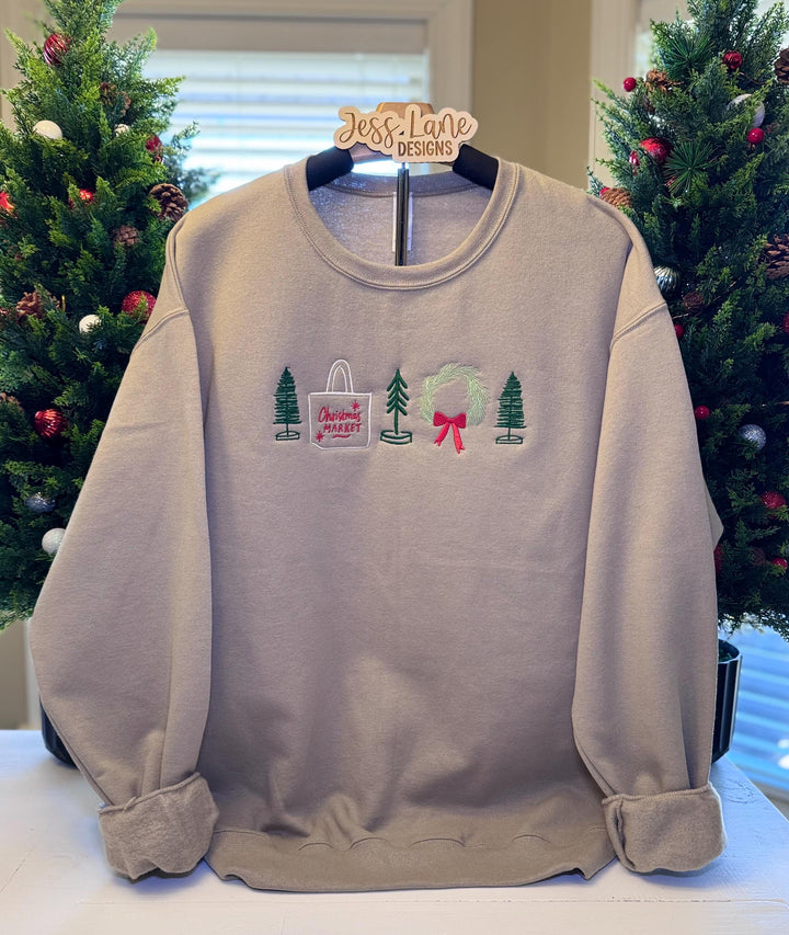 Christmas Embroidered Sweatshirt | Holiday Embroidery Crewneck | Cozy Christmas Outfit | Handmade Christmas Gift for Her