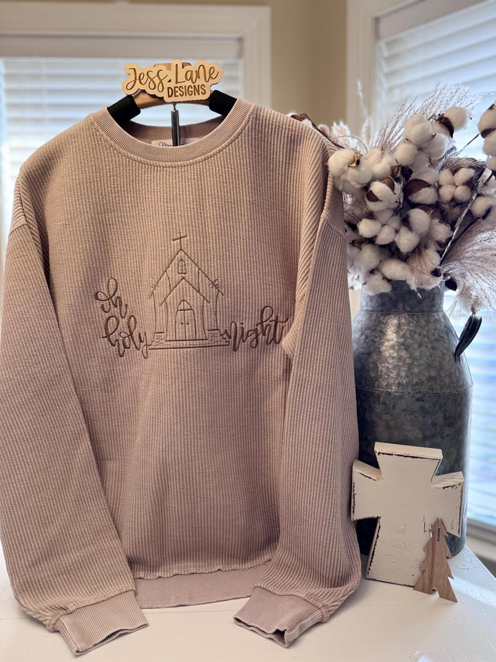 Oh Holy Night Embroidered Sweatshirt or T-Shirt 
